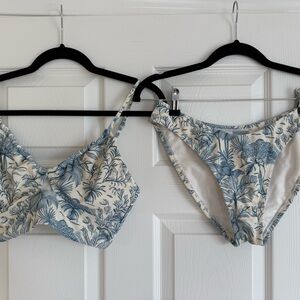 OPEN TO OFFERS!!! Shade & Shore Cream and Blue Floral Bralette Bikini Set